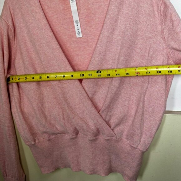 Lululemon Crossover Faux Wrap Cashmere Cotton Ribbed Sweater Top Knit Pink 10 - Picture 15 of 16